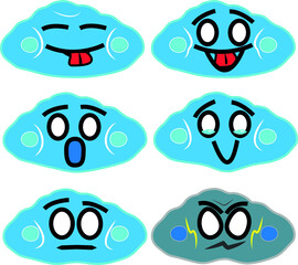 Illustration of a cloud of emoticons with different emotions for instant messengers and social networks