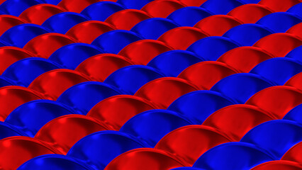 Red and blue metal waves 3D Rendering
