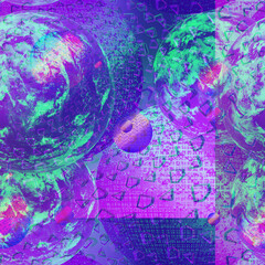 A purple Earth spheres background, 3d rendered