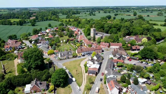 4k drone footage of the picturesque village of Haughley in Suffolk, UK