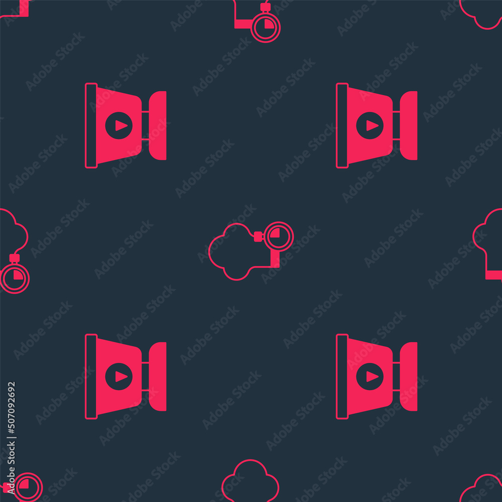 Poster set scales and chef hat on seamless pattern. vector