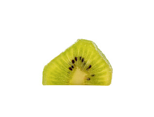 Piece of juicy kiwi fruit isolated on white background.