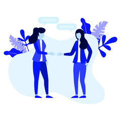 Business partners. Handshake of two businesswoman. Vector illustration of a flat design