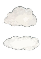 Watercolor set clouds on white background for decor, design