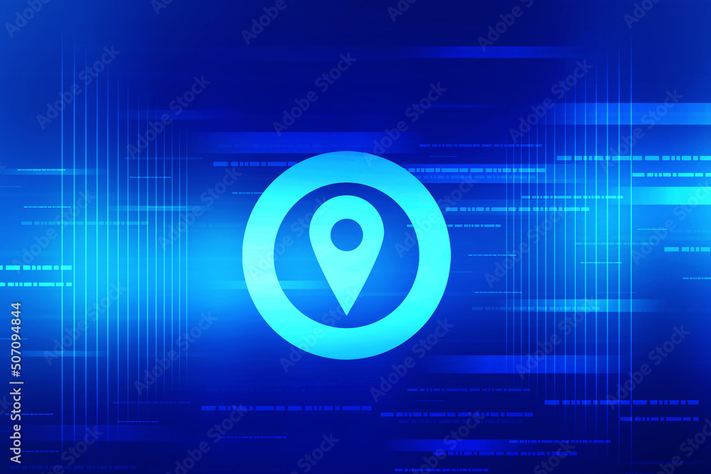 Poster 2d rendering red map pointer