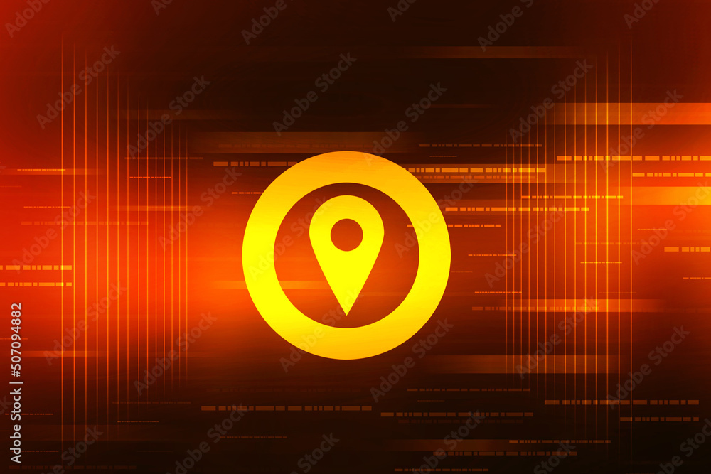 Poster 2d rendering red map pointer