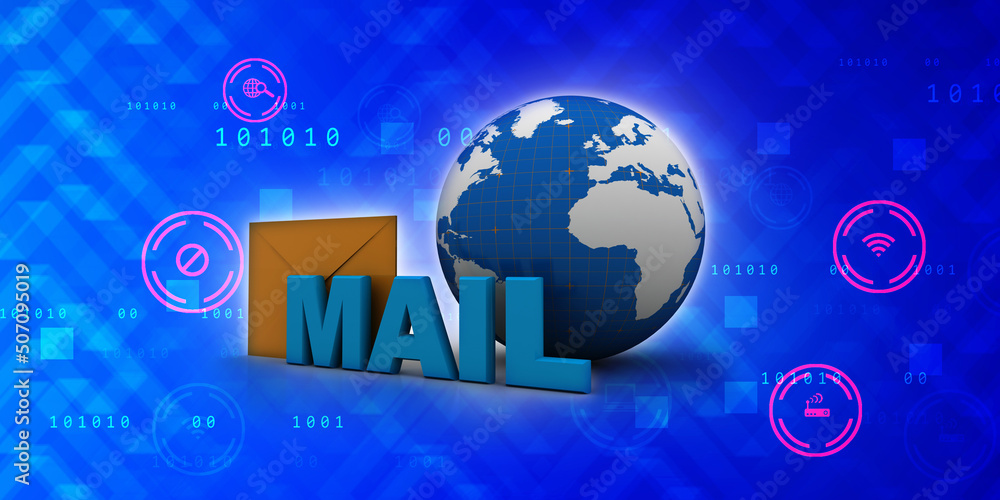 Aufkleber 3d rendering envelope with e mail