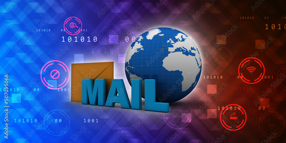 Poster 3d rendering envelope with e mail