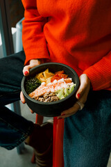 Asian salad with shrimp and vegetables