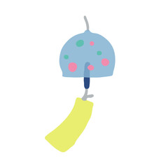 夏　風になびく風鈴　ベクターイラスト素材