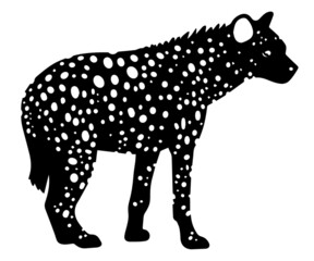 black and white Hyena vector illustration