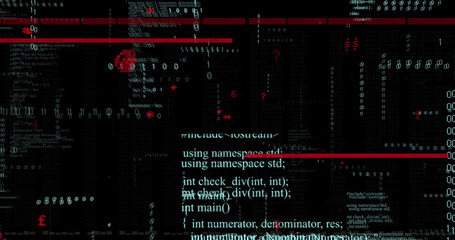 Image of data processing on black background