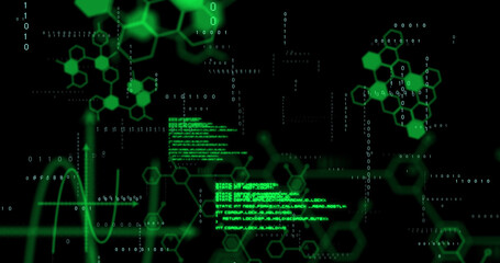 Image of data processing on black background