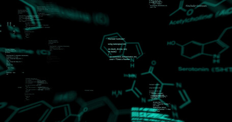 Image of data processing on black background