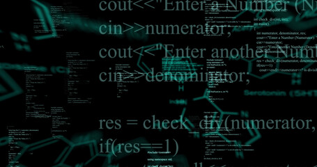 Image of data processing on black background