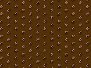 Top view of seamless pattern made from coffee beans isolated