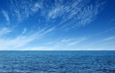 Blue sea with waves and sky