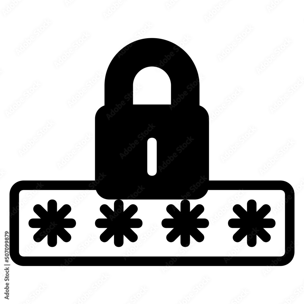 Sticker password glyph icon