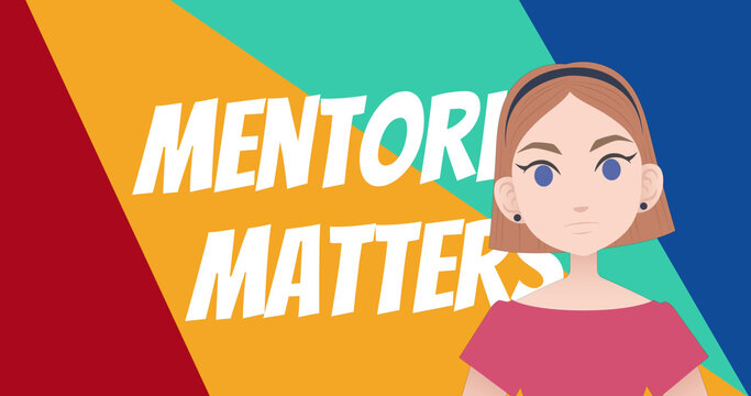 Image of woman talking over mentoring matters text - Powered by Adobe