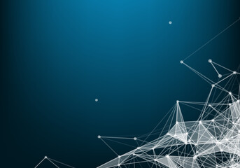 Abstract polygonal space low poly dark background with connecting dots and lines. Connection structure.