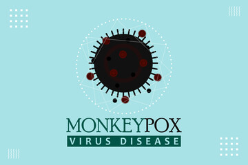 Monkeypox virus disease symbol on sky blue background design. Monkeypox virus disease typography text vector design. Healthcare awareness conceptual sign illustration. 