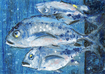 Fresh fish. Seafood. Fish market.