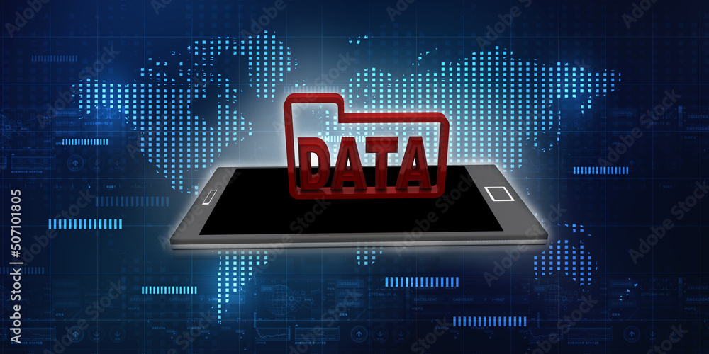 Poster 3d rendering mobile phone data