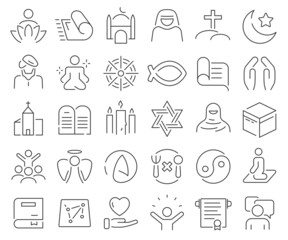 Religion and faith line icons collection. Thin outline icons pack. Vector illustration eps10
