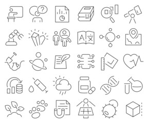 Science and education line icons collection. Thin outline icons pack. Vector illustration eps10