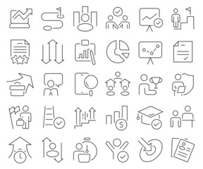 Career and growth line icons collection. Thin outline icons pack. Vector illustration eps10