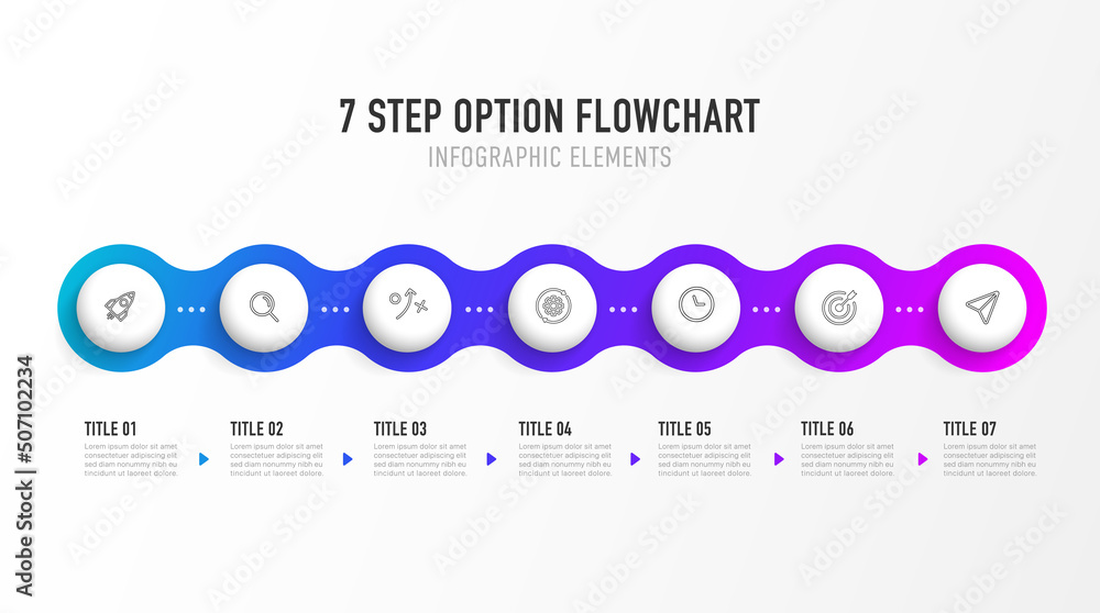 Aufkleber timeline infographic design with 7 options or steps. infographics for business concept. can be used 