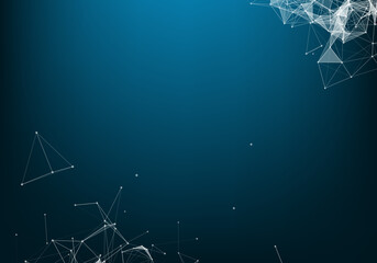 Abstract plexus background with connected lines and dots. Wave flow. Plexus geometric effect Big data with compounds. Lines plexus, minimal array. Digital data visualization. Vector illustration.