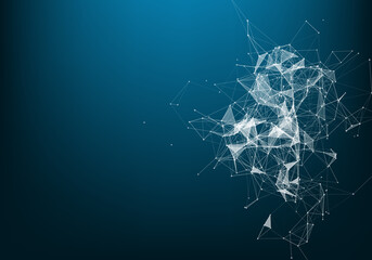 Molecular structure background and communication. Abstract background with molecule DNA and neural network. Artificial intelligence. Science and technology concept with connected lines and dots