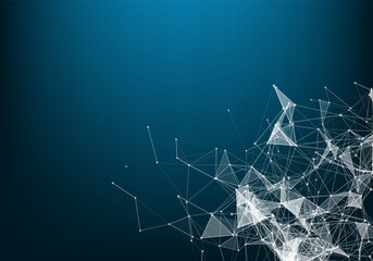 Geometric graphic background molecule and communication. Big data complex with compounds. Perspective backdrop. Minimal array Big data. Digital data visualization. Scientific vector illustration