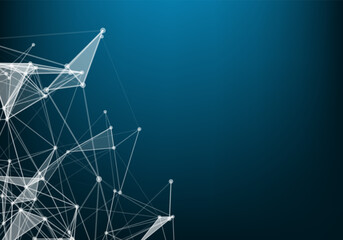 Abstract Polygonal White Background with Low Poly Connecting Dots and Lines - Connection Structure - Futuristic HUD Background