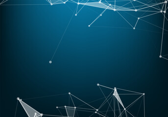 Abstract Polygonal White Background with Low Poly Connecting Dots and Lines - Connection Structure - Futuristic HUD Background