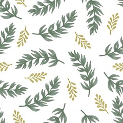 green and yellow leaves seamless pattern