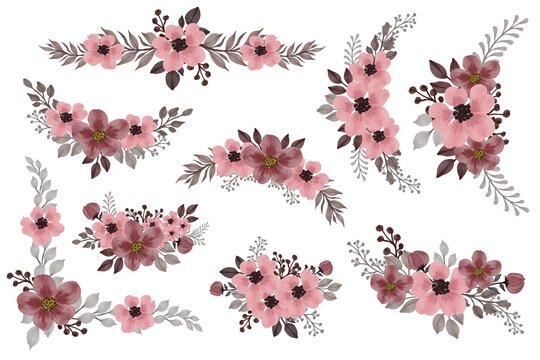 arrangement of blush floral watercolor frame