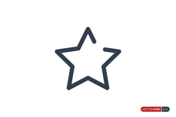 Simple Star Icon. Black Shape Star Icon Line Style isolated on White Background. Flat Vector Icon Design Template Element.