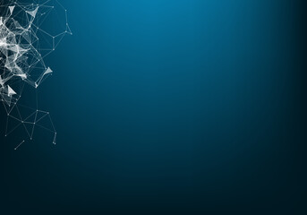 Vector abstract futuristic digital landscape with particles dots and stars on horizon. computer geometric digital connection structure. Futuristic blue abstract grid. Intelligence artificial