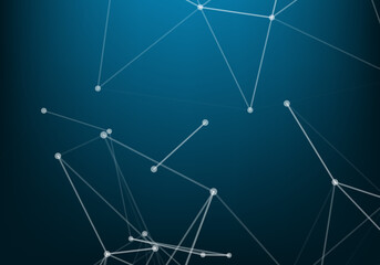 Molecular structure background and communication. Abstract background with molecule DNA and neural network. Artificial intelligence. Science and technology concept with connected lines and dots