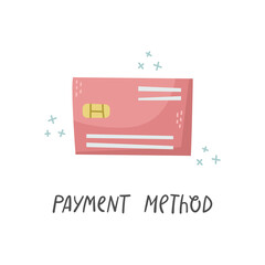 Vector internet illustration. Bank card. Choosing a payment method.