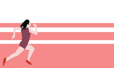 Fototapeta na wymiar Flat illustration of running woman. Running day poster.