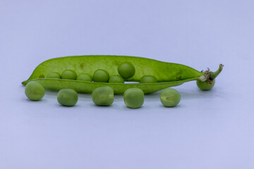 Green pea in white background.