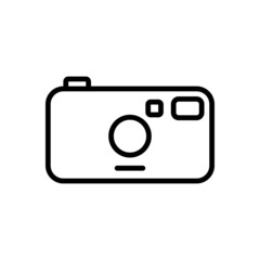 Camera Icon. Film Camera Vector Icon. Done in Modern Black Linear Style Isolated on White Background.