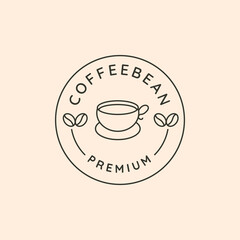 coffee bean with coffee cup line art logo vector symbol illustration design