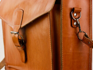 a vintage leather shoulder bag briefcase vintage schoolbag with storage compartments with shoulder...