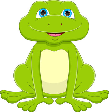 cartoon cute frog isolated on white background