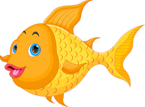 cartoon cute fish isolated on white background