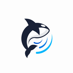 orca animal logo jumping circle